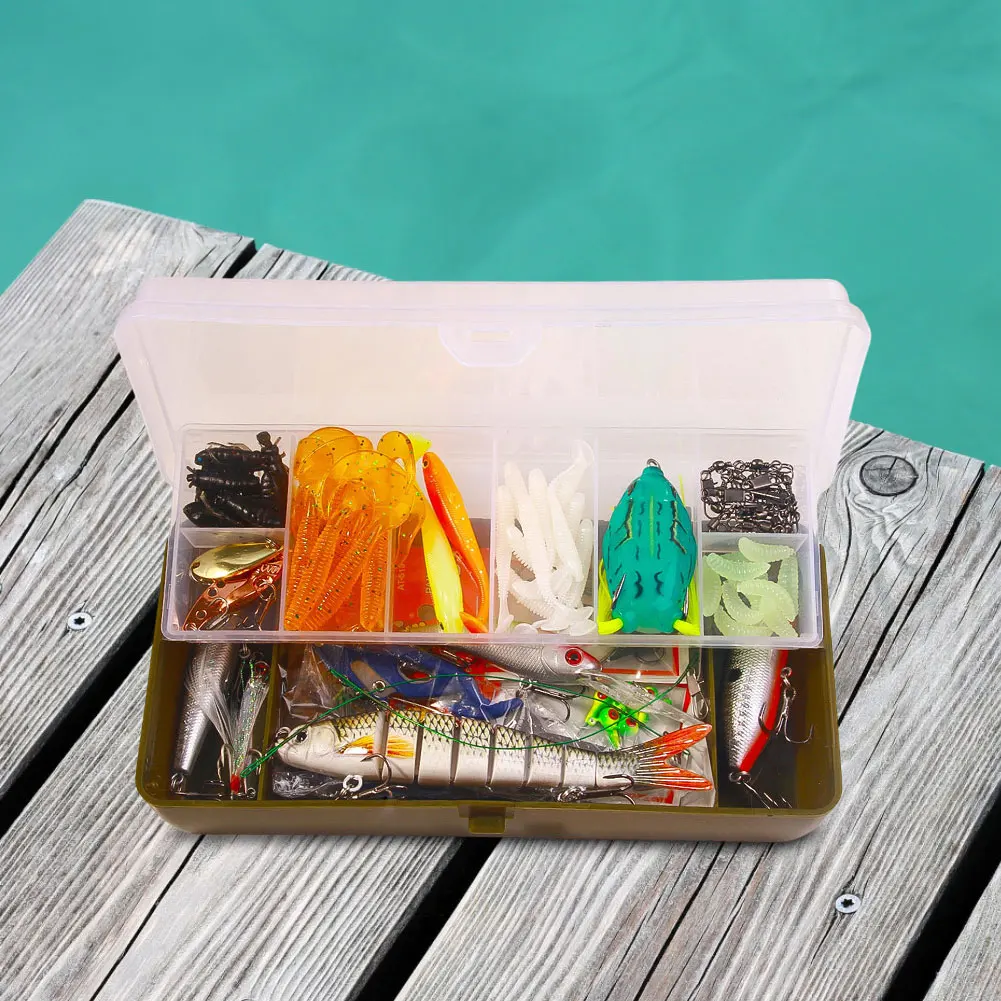 

Fishing Lure Set Soft and Hard Bait Hooks Swivels with Tackle Box for Bass Pike Crank Tackle Accessories