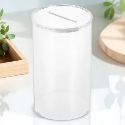 

Acrylic Money Bank Clear Coin Jar for Saving Cash Storage Box with Lid Change Container Piggy Bank for Kids Adults Home