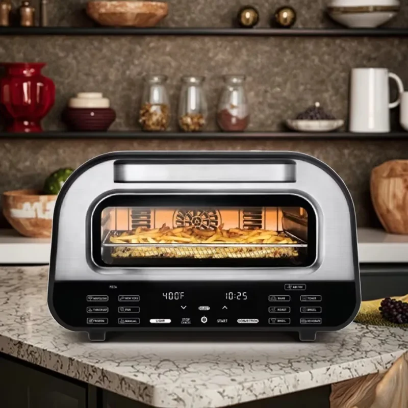 12-Inch Electric Indoor Pizza Oven 800 ° F Air Fryer Preset Grill Non-Smoking Countertops Household Stainless Steel Toaster