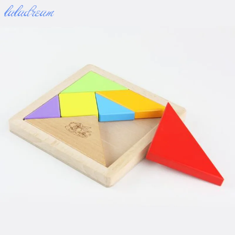 

Children Mental Development Tangram Wooden Jigsaw Puzzle Brain Teaser Educational Toys for Kids