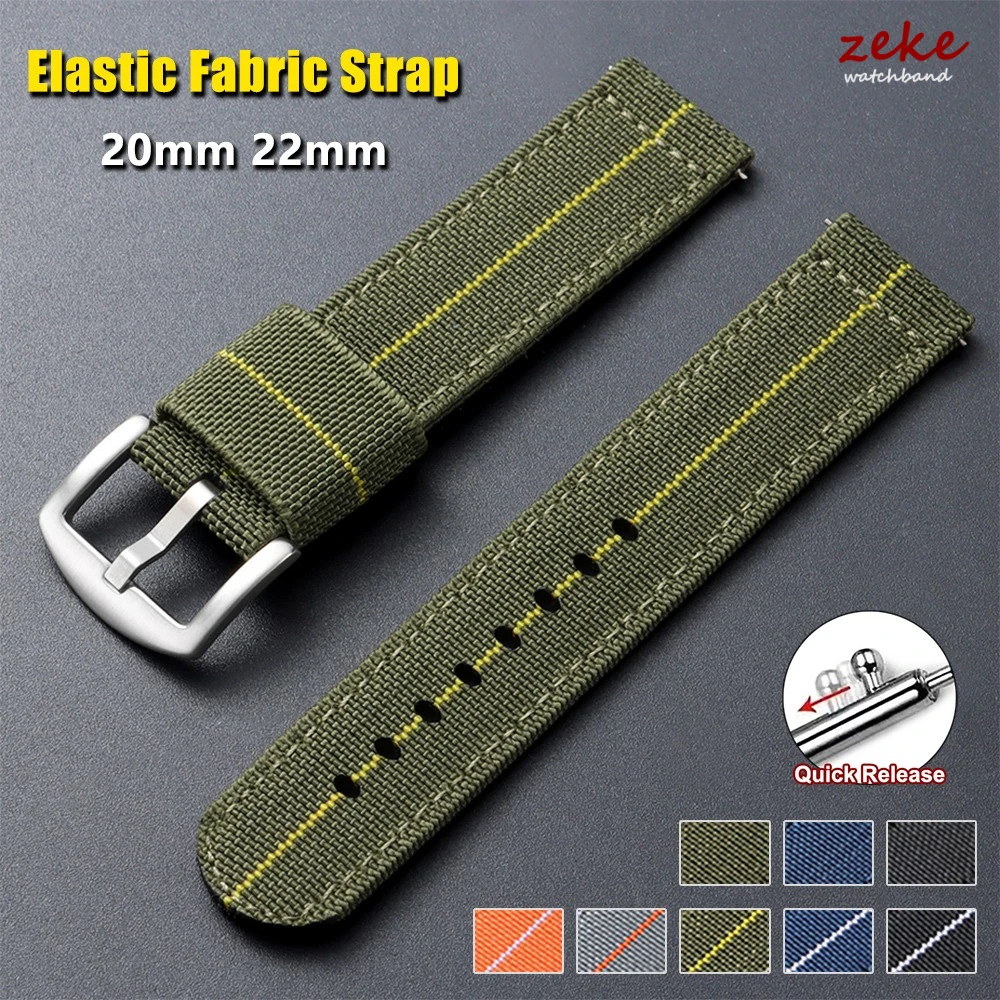 Nylon-Uhrenarmband 20mm 22mm Schnellverschluss-Armband für Seiko Herren Sport Militär Armband Gewebtes Elastisches Stoff-Armband Zubehör