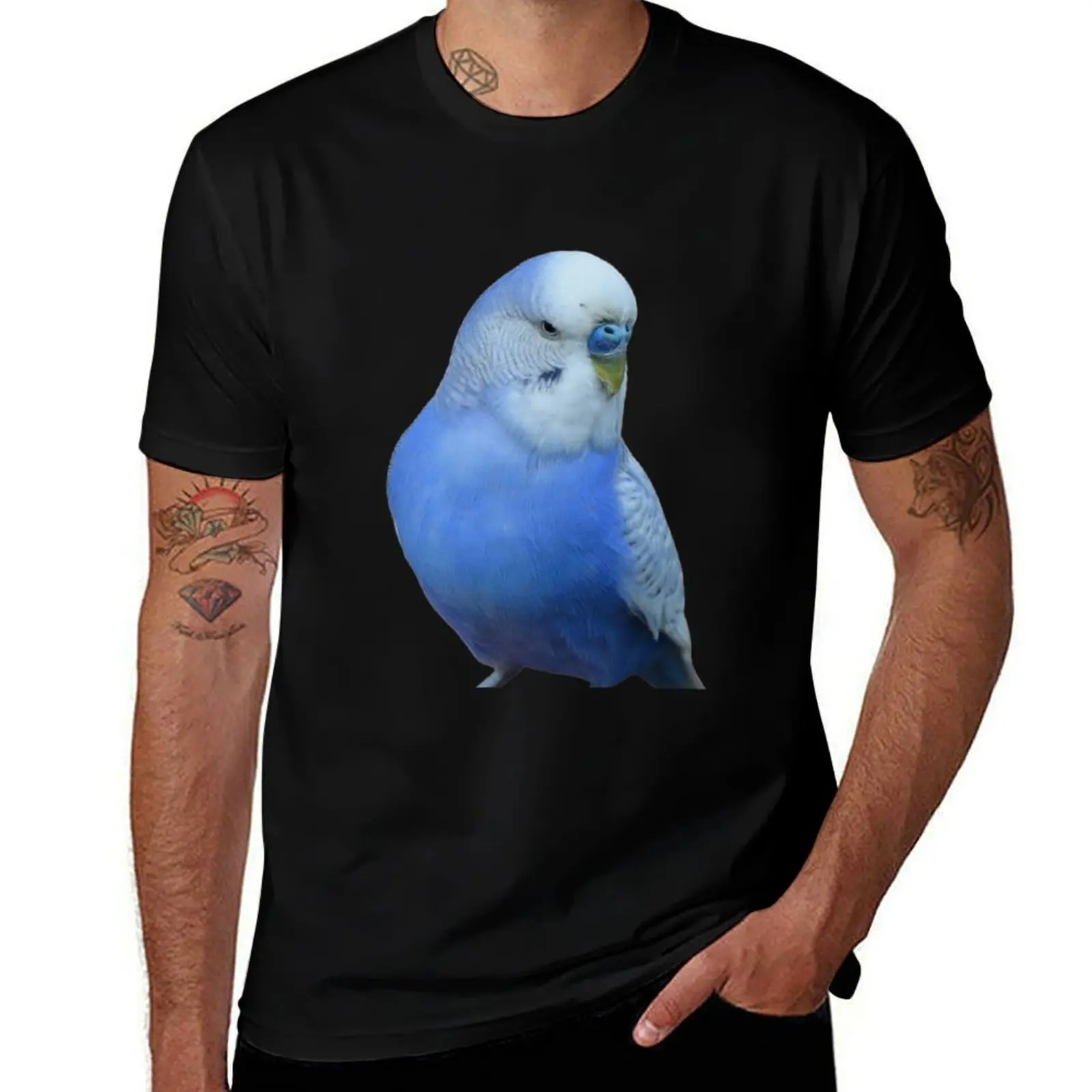 Blue Budgie Parakeet Lovers Design T-Shirt Quick Dry Fishing T-Shirt