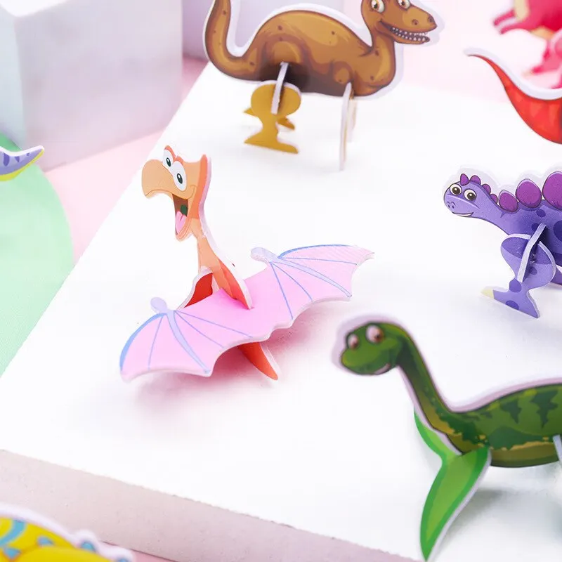 어린이 종이 공룡 3D 퍼즐, DIY 귀여운 만화 공룡 모델링, 랜덤 스타일 동물 모델 장난감, 40 개