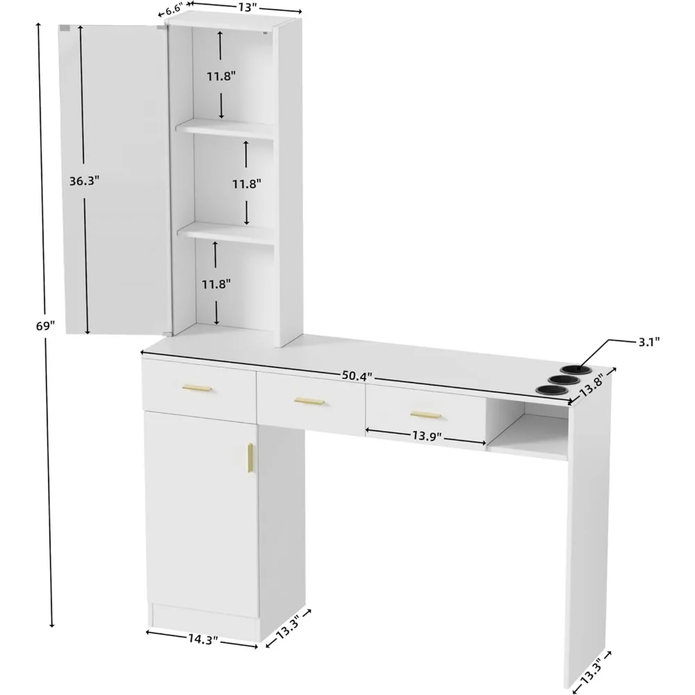 محطة صالون الحلاقة، مجموعة معدات صالون تصفيف الشعر على الحائط، مجموعة أثاث سبا التجميل #2