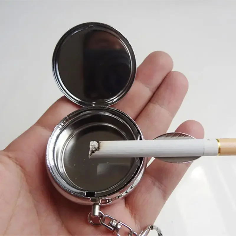 Fashion Outdoor Ash Holder Keyring Pocket Cigarette Ashtray Keychain Stainless Steel Car for Key Ring Gift for Friend
