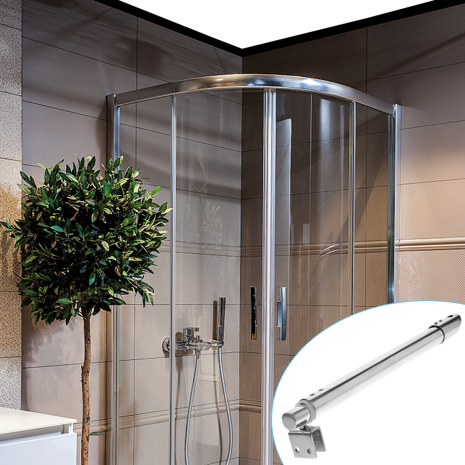 

Premium 304 Stainless Steel Shower Door Support Bar Silver for 8-12Mm Glass Panel Stability Frameless Door Hardware Fixture