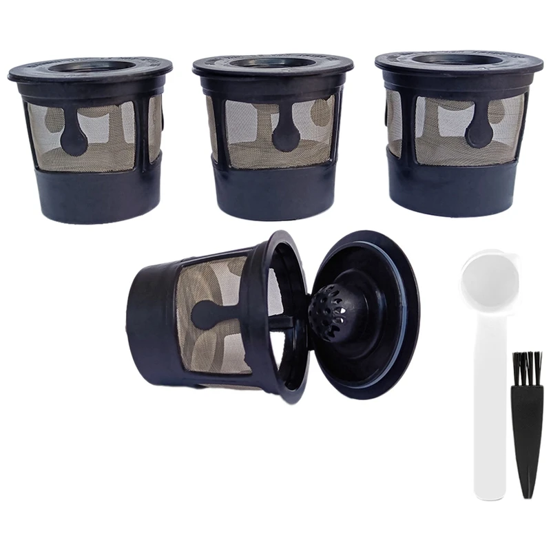 

4 Piece Reusable K Cups With Stainless Steel Mesh Coffee Reusable Pods Kitchen Tools For Keurig 1.0 2.0 Coffee Filters