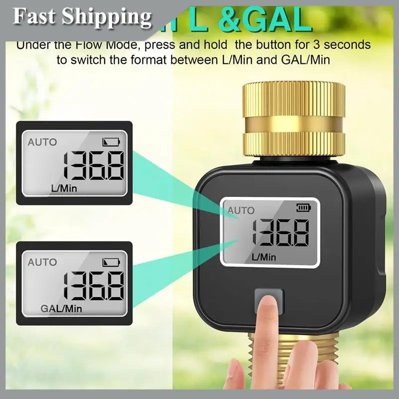 A91P Digital Water Flow Meter Water Flow Meter With Brass Metal Thread Garden Hose Watering