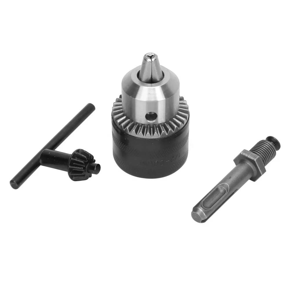 Driver Bit Chuck 1/2-20UNF Mounting Thread Standard Size 3 Jaw Design Drill Chuck with Round Shank Adapter for Electric Hammer
