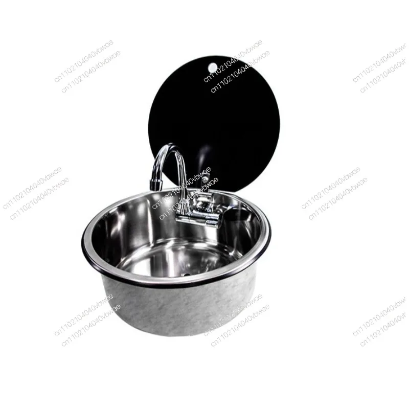 RV sink with cover kitchen wash basin vegetable basin folding clamshell single slot square