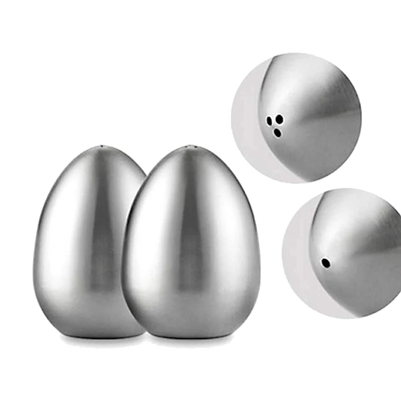

Versatile 2 Pieces Stainless Steel Pepper Shaker Egg Shaped Salt Shaker Set