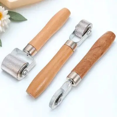 3 قطعة أداة إصلاح إطارات السيارة بكرات مقبض خشبي عجلات الضغط عالية الصلابة لتركيبات الإطارات بكرات المقبض الخشبي