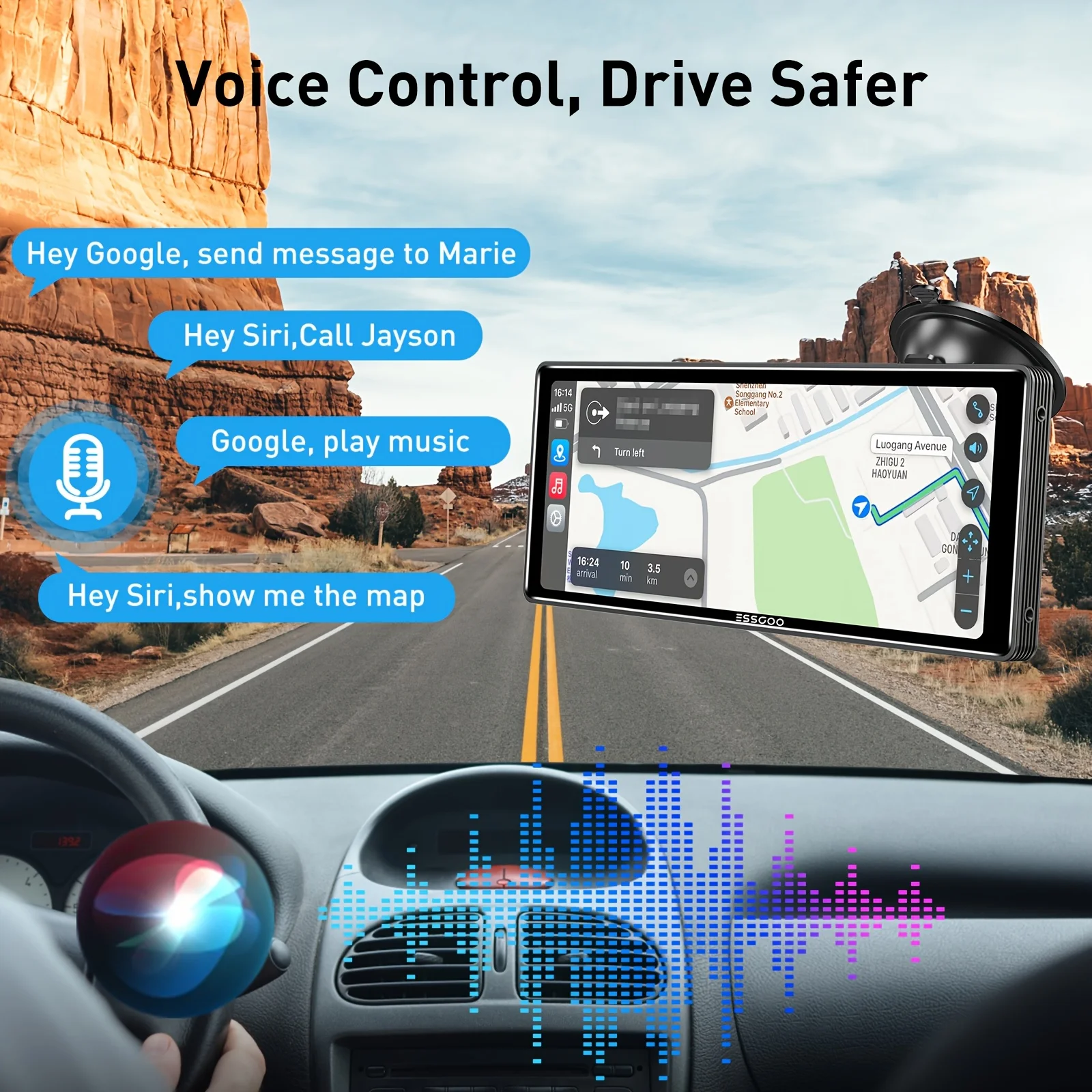 CarPlay-Bildschirm für Auto Apple CarPlay & Android Auto, HD-Touchscreen-Autoradio, Bluetooth, GPS-Navigation