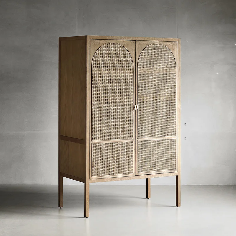 

Nordic wardrobe ash wood all solid wood pure handmade diversified storage high foot design