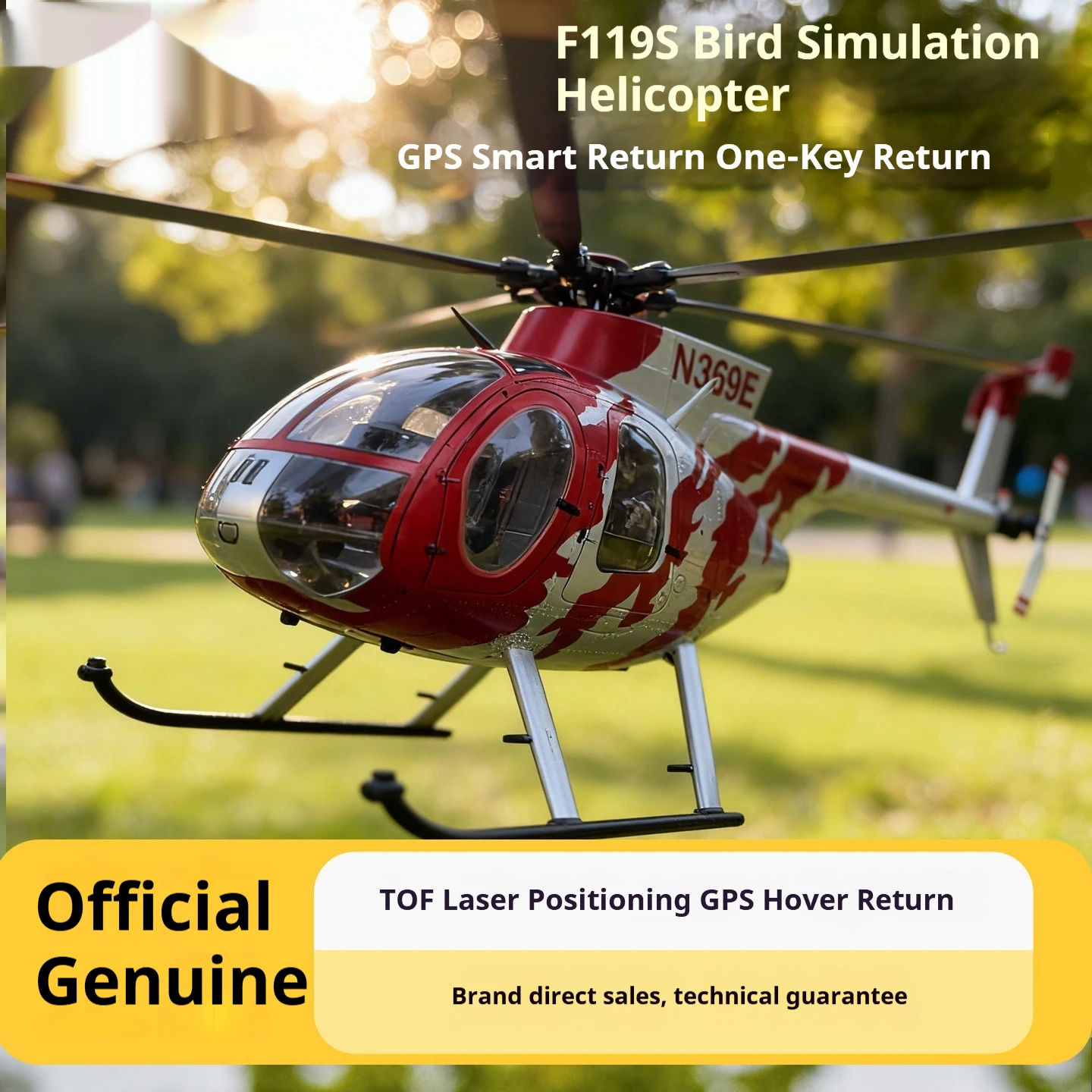Yuxiang F119S Md 500 Little Bird Simulated Brushless Rc Helicopter Gps Positioning Tof Laser Hover Return Home For Adult Hobby