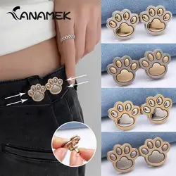 2Pcs Cat Paw Shaped Adjustable Jean Button Waist Buckle Snap Pants Buckle Extender Replacement Jeans Button Attacher Pins