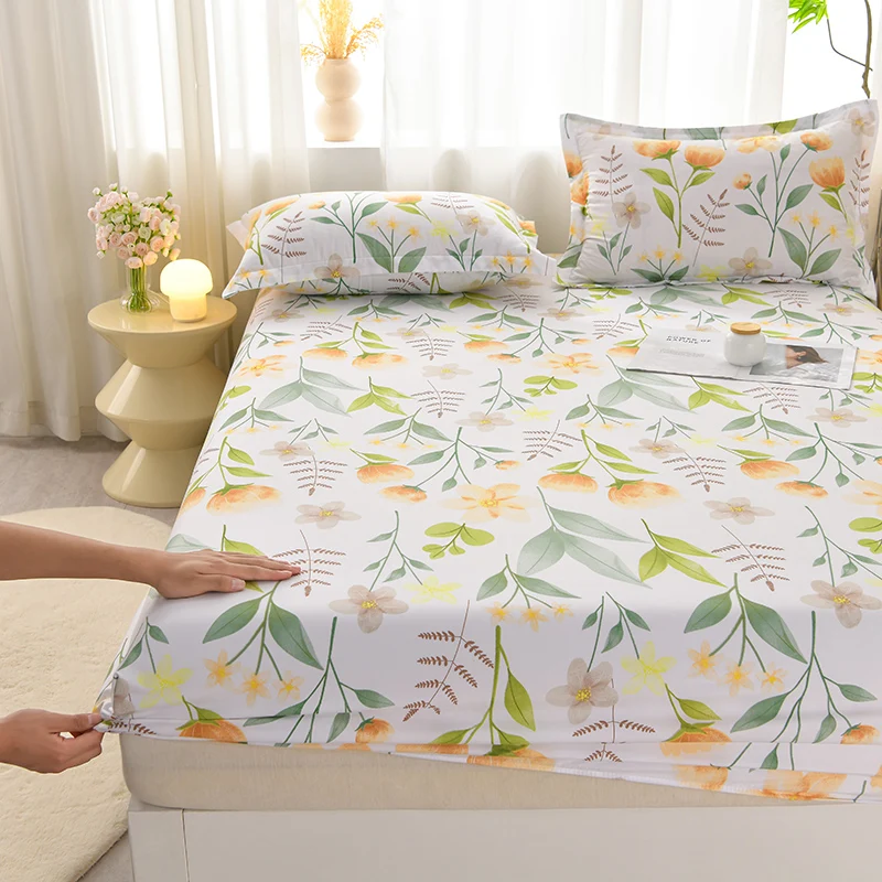 

Soft Bedsheet Simple Style Bed Cover Single/Queen/King Size Bed Linen Home Fitted Sheets 침대시트 (Pillowcase Need Order)