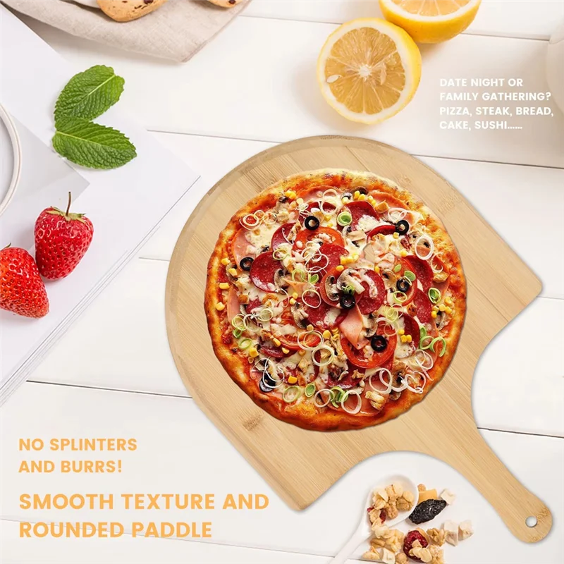 

2022 Trendbamboo Pizza Peel Инструмент для выпечки Деревянная разделочная доска для пиццы с удобной ручкой Разделочная доска для пилинга пиццы