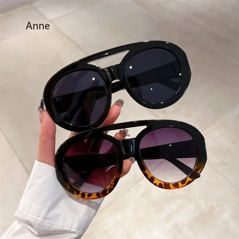 Oversized Round Goggle Men Fashion Double Bridge Gradient Candy Color Women Shades Eyewear Trendy New UV400 Sun Glasses image 3