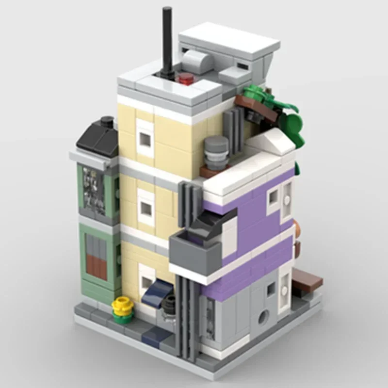 MOC Blocos de Construção Para Crianças, Modular Street View, Delegacia, Tijolos Técnicos, Montagem DIY, Brinquedos De Construção, Presentes De Férias