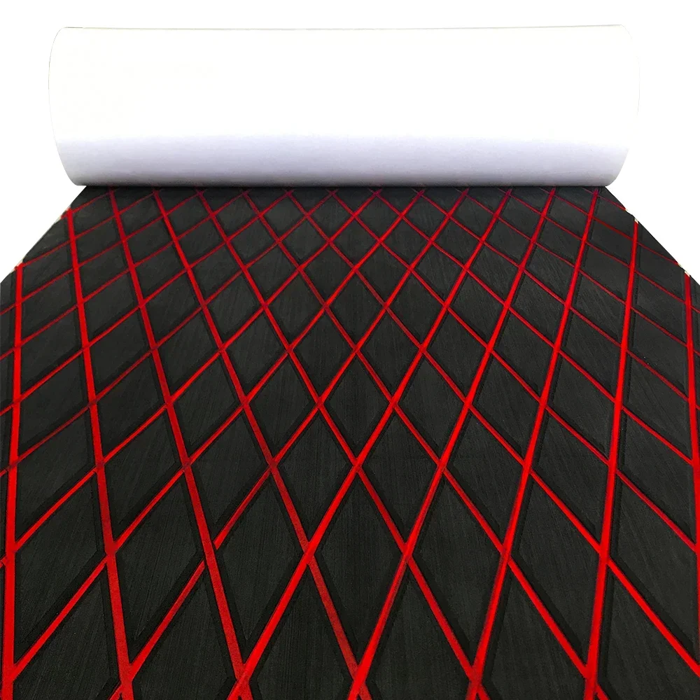 2384*1116mm Self-Adhesive 6mm EVA Foam Decking Sheet Pad with Rhombus Pattern Anti-Skid Faux Teak Yacht Marine Boat Flooring Mat