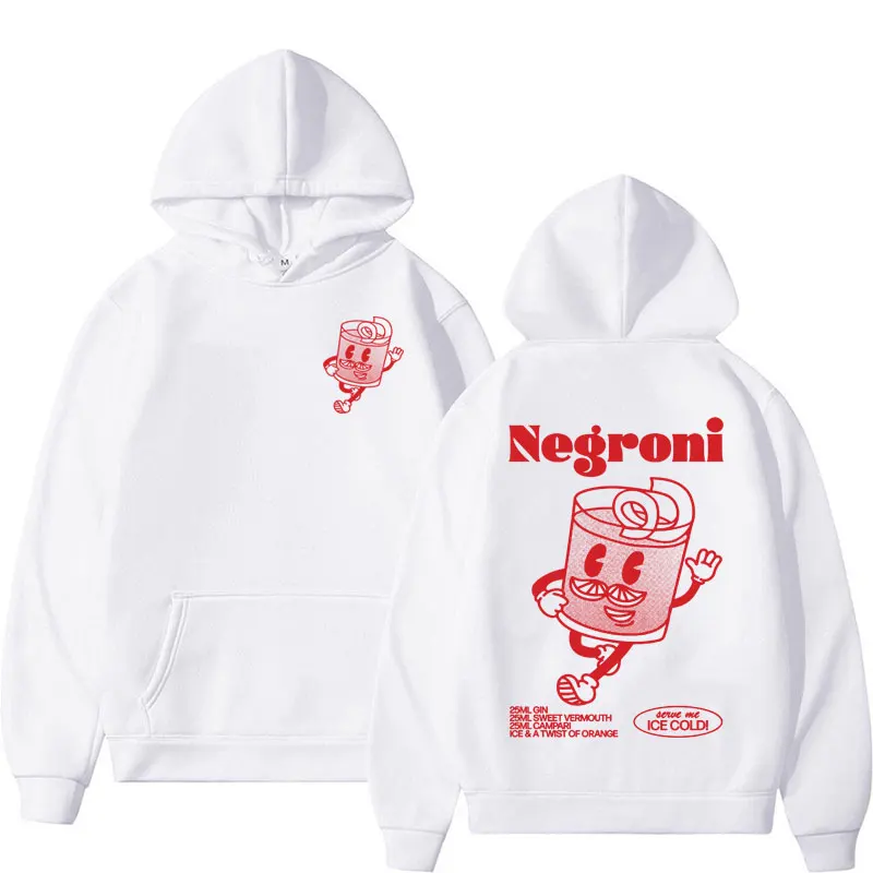 Negroni Cocktail Drink Funny Meme Graphic Hoodies Men Women Retro Cartoon Aesthetics Hoodie Fashion Casual Pullovers Sweatshirts