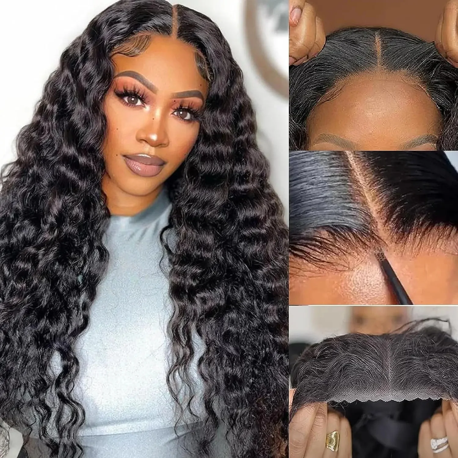 Wear and Go Glueless Wig Pre Cut Lace for Beginners Wigs Deep Wave Lace Wigs Human Hair Upgraded No Glue 5x5 Lace Closure Wig