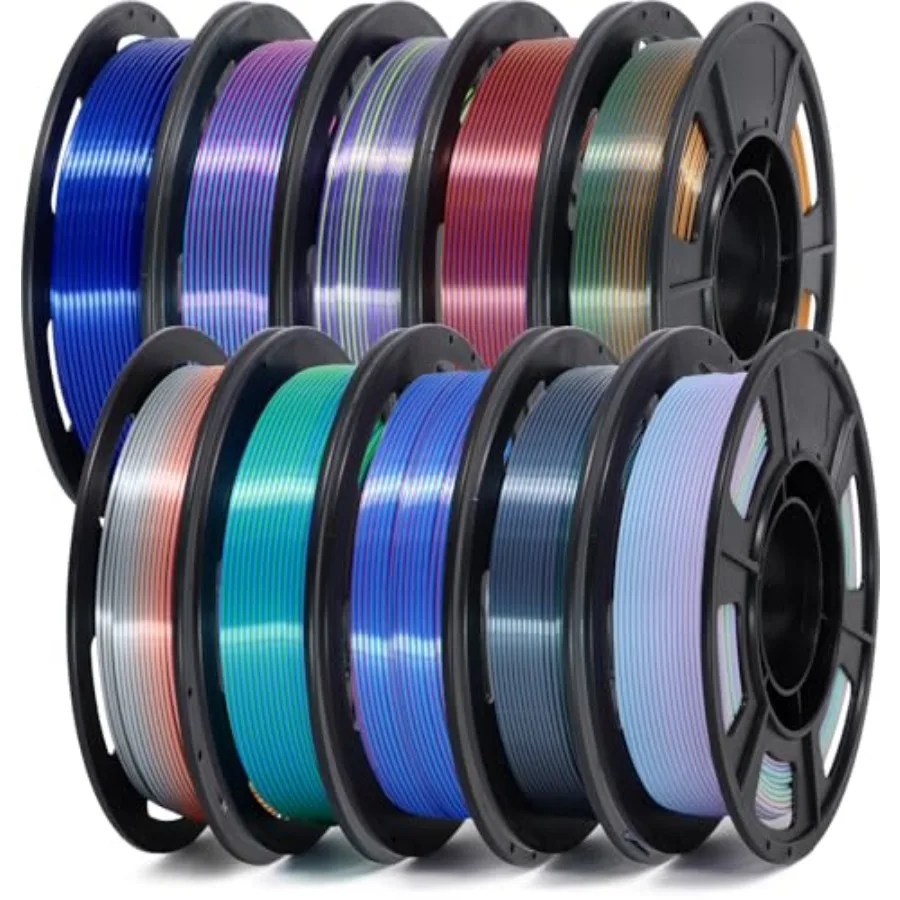 

3D Printer Filament for hobbyist use silk PLA material rainbow color smooth glossy finish and excellent layer adhesion