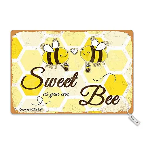 Sweet As You Can Bee Vintage Look Tin 20X30 cm Decoration Crafts Sign for Home Kitchen Bathroom Farm Garden Garage Inspirational