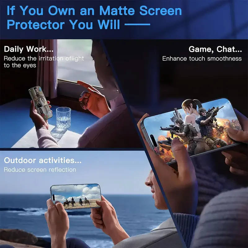 3 Stück Oleophobe Beschichtung Staubfrei Einfache Installation Matte Displayschutzfolie für iPhone 16 14 13 12 11 15 17 Pro Max XS X XR Glas