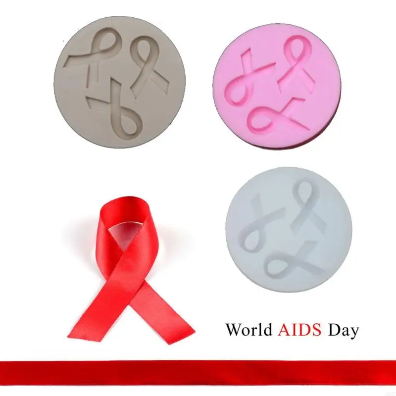 103C DIY AIDS AIDS الوعي بالسرطان مفتاح القوس القالب السيليكون الحمر