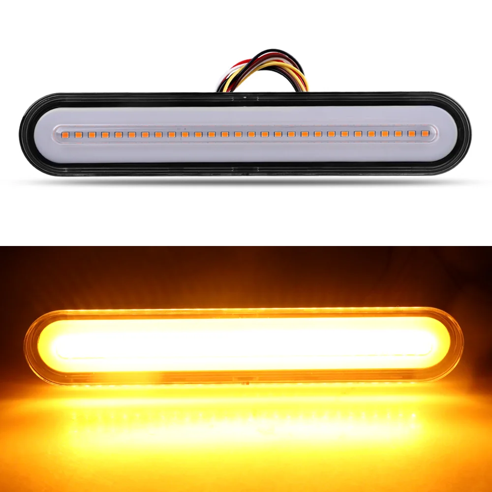 

1PCS Trailer High Brake taillights 100Led Truck side Amber Assembly Turn Signal Sequential Flowing light for TruckRV ATV Van 12V