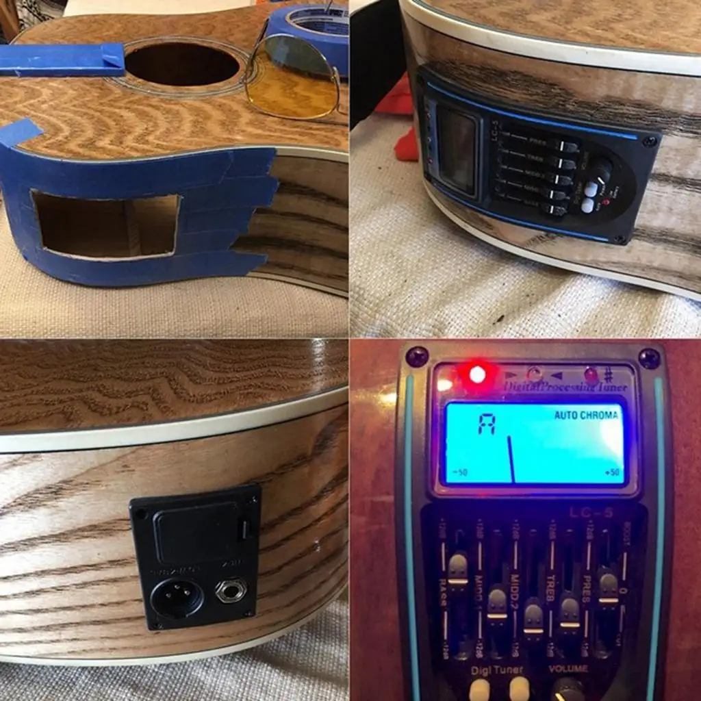 Equalizer 5 Band Piezo Pickup Active Preamp Tuner LCD Display Acoustic Guitar Soundhole Pickup for Guitar Accessories