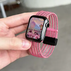 Nylon Magnet Band For Apple Watch 10 42/46mm 7/8/9 45/41mm 49mm 44mm 40mm 38/42mm Hollow Ou0t Strap Bracelet For iWatch SE 6 5 4