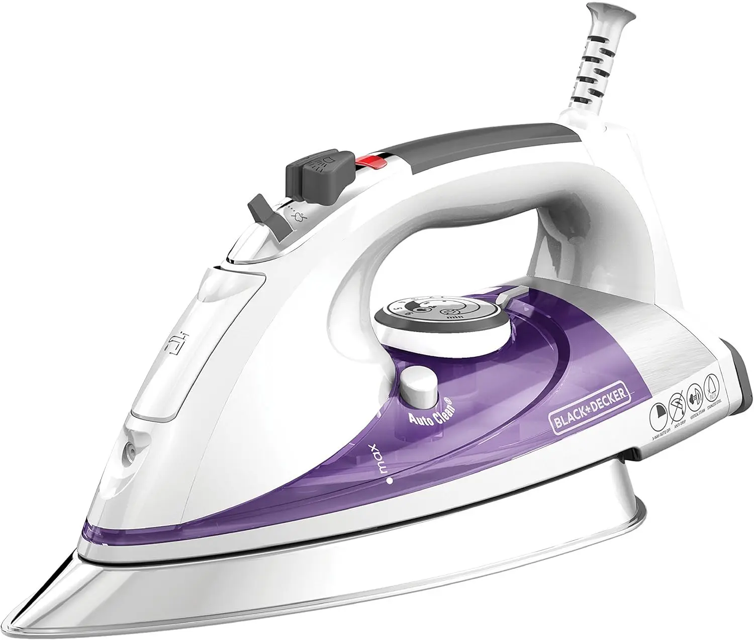 

Professional Steam Iron with Stainless Steel Soleplate, Extra-Long Cord in Purple