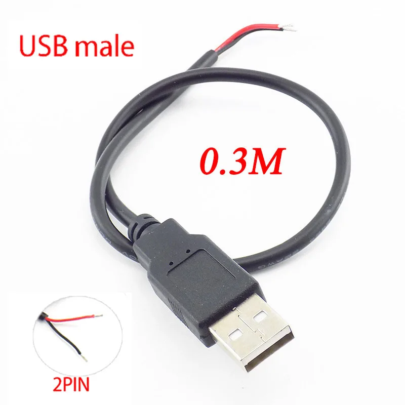 Wire Micro USB 2.0 Type-C AUX Mono Connector Power Supply Extension Cable Charger Male to Female 2-pin 4-pin Data Line B1