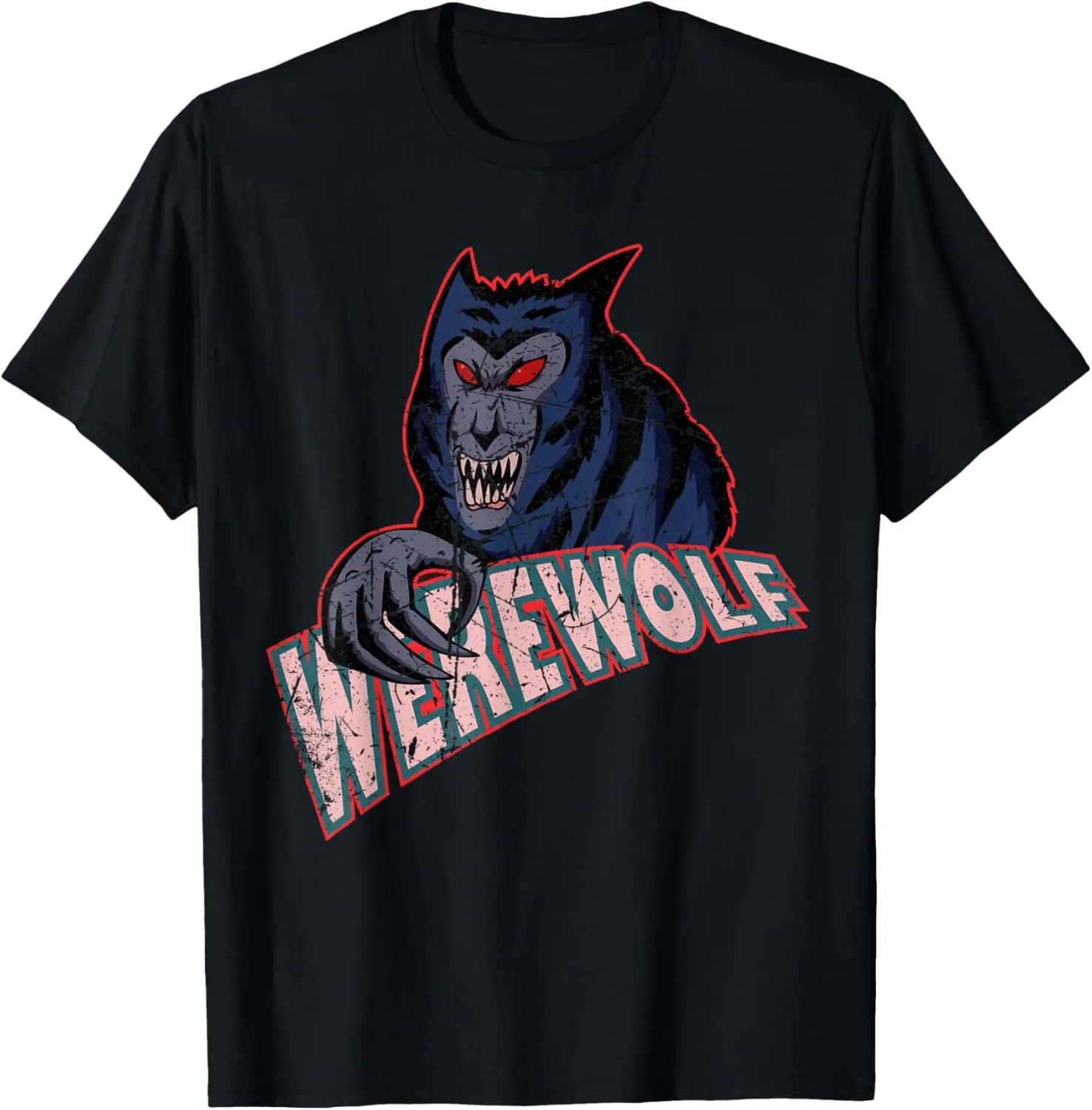 Halloween Werewolf Vintage Distressed Logo Graphic T-Shirt