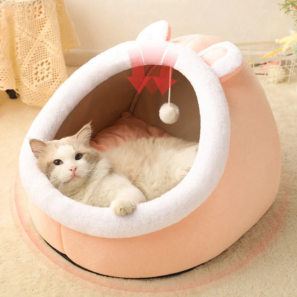 Cat Bed House Kennel Nest Round Pets Sleeping Cave Kitten Beds Pet Basket Cozy Kitten Lounger Cushion Cat House Tent Dog House