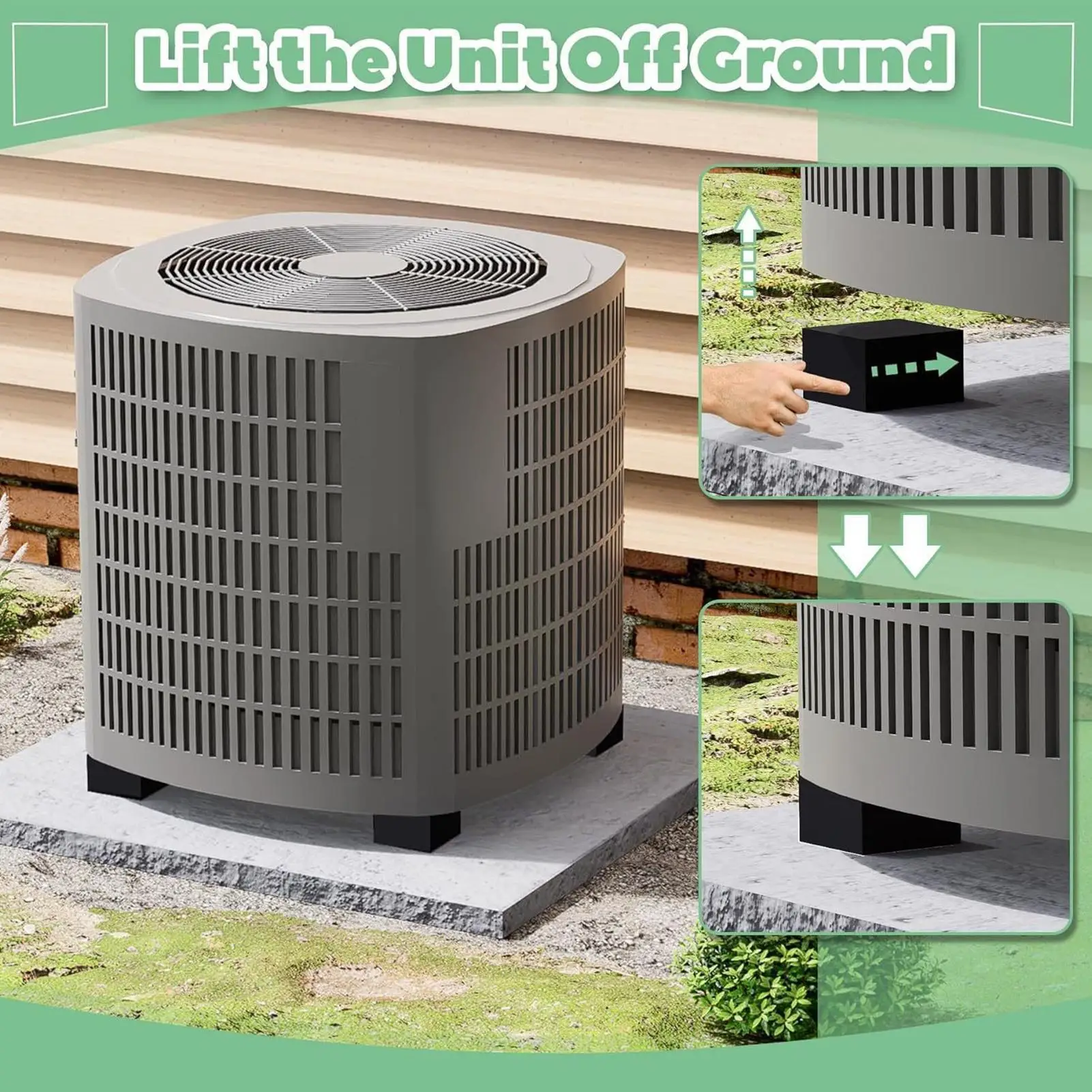 แผ่นรองกันสั่นสะเทือน แผ่นรองยางสำหรับเครื่องอัดอากาศ 4 ชิ้น บล็อกกันกระแทกสำหรับอุปกรณ์ภายในบ้าน ระบบคอนเดนเซอร์ HVAC