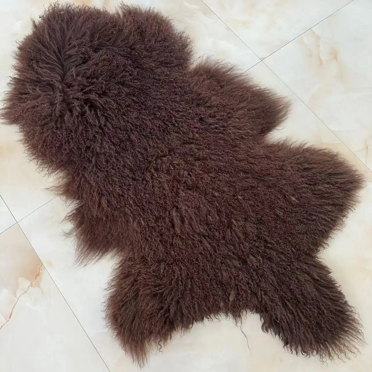 Genuine Mongolian Lamb Fur Rug, Mongolian Sheep Fur Mat, Natural Tibet Fur Pelt