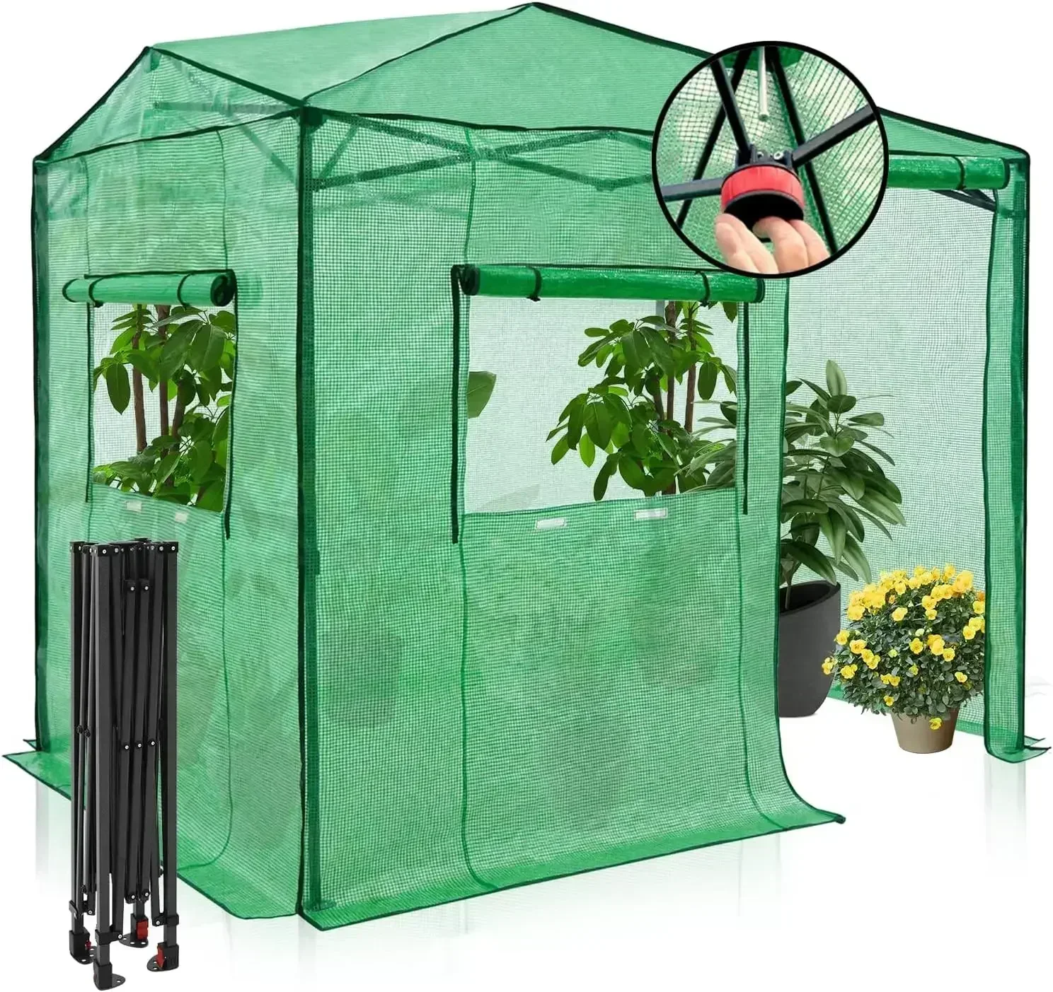 Hot salesExclusive Offer Instant Pop-up Greenhouse, Indoor Outdoor Plant Gardening Green House, Roll-Up Zipper Doors and Side Wi