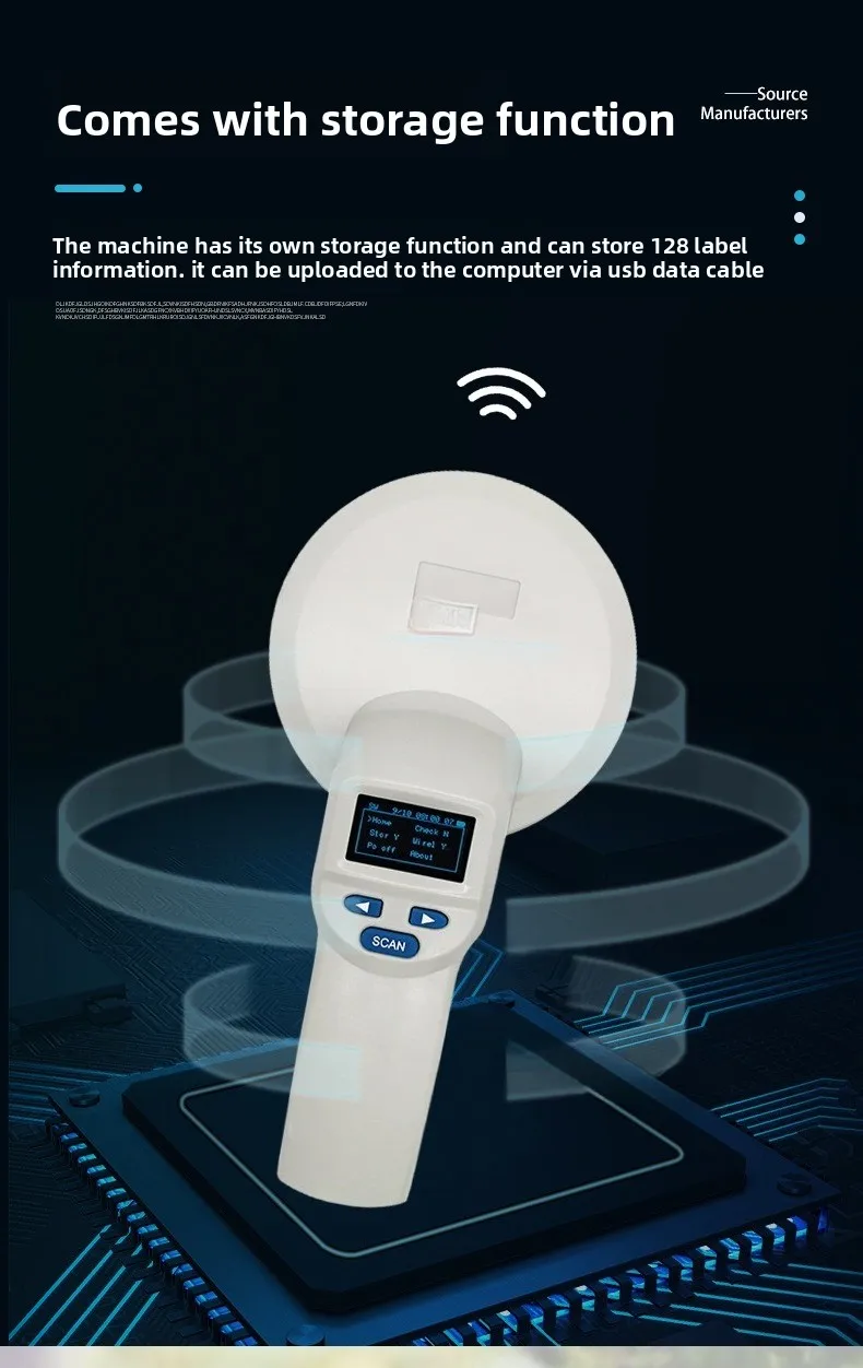 Handheld FDX-B 134.2K Animal Tag Card Reader Animal Ear Tag Collector Glass Tube Tag Card Reader