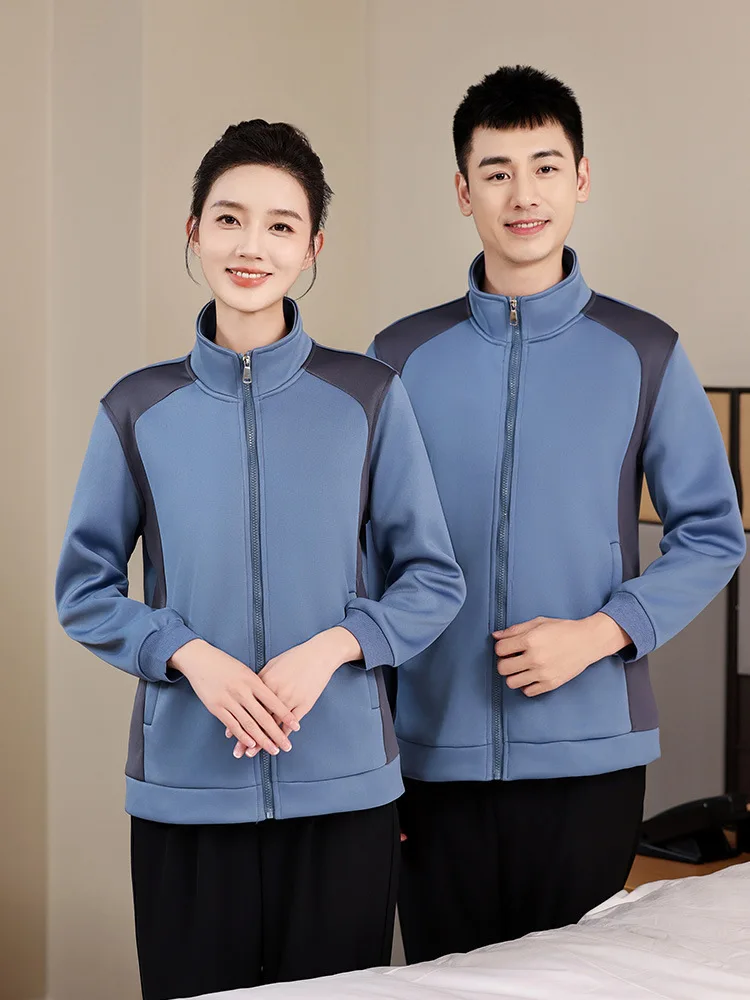 Dining Waiter Workwear Sweater Long Sleeve Autumn and Winter Cargo Pants Restaurant Hot Pot Restaurant Velvet Padded Thickened C