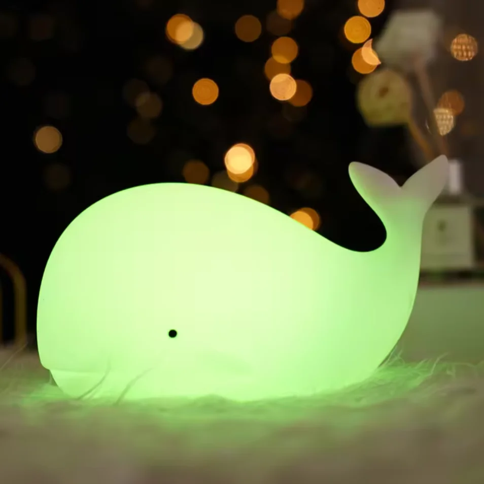 Whale Silicone Lamp Night Lighting Robustness Change Rechargeable Whale Night Light Bedroom Nighttime Companion Atmosphere