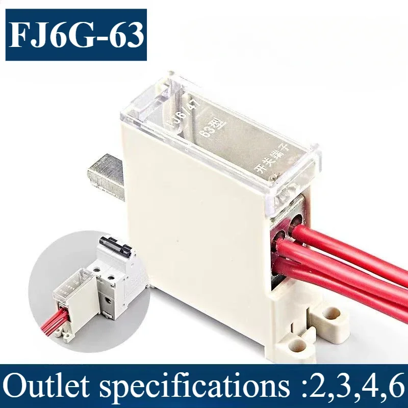 Breaker Junction Box 1 IN Mehrere-OUT FJ6G-63 Luft Schalter Terminal Block DZ47 Branch terminal Universal Wire connectors 4-16mm