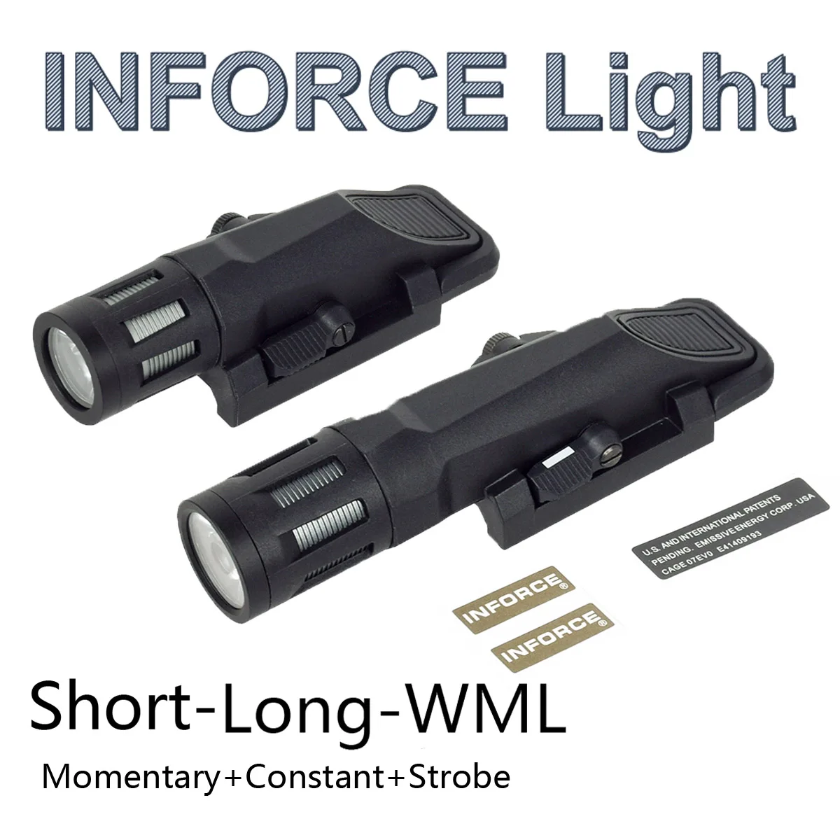 Tactical INFORCE WML APL Long / Short Nylon Rifle Pistol Gun Strobe LED Light Fit 20mm Rail Airsoft Weapon Hunting Flashlight