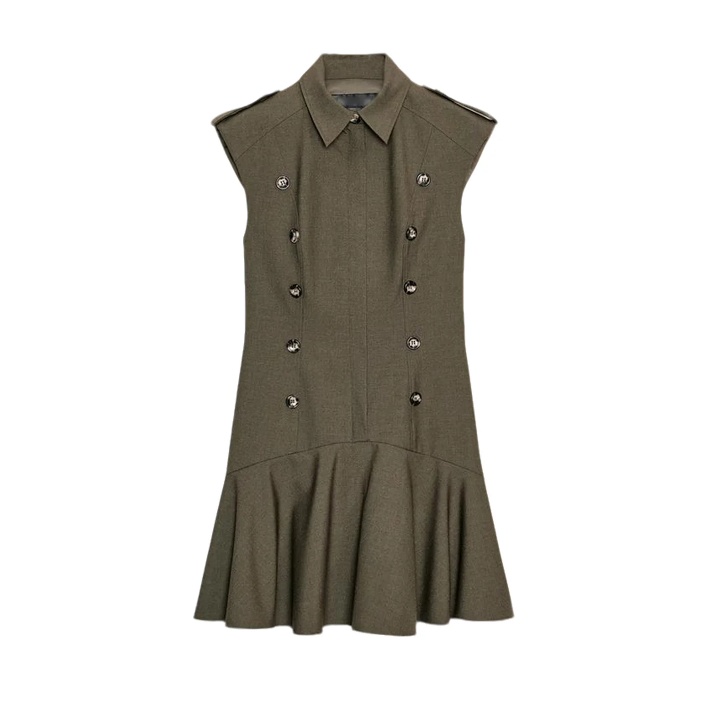 Outono novo feminino ort Svel flip-cover colarinho Dr acolchoado oulder em camadas decoração casual sle fibra de poliéster