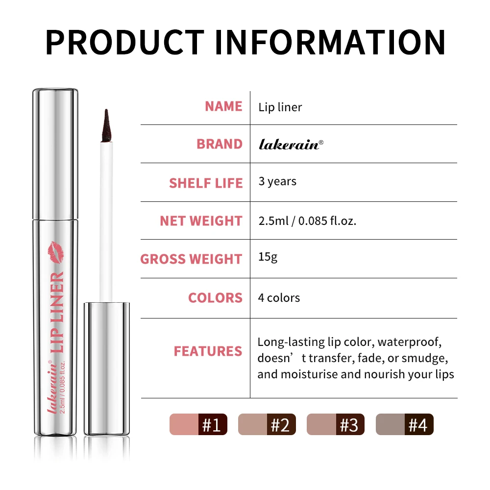 قلم تحديد الشفاه المدبب من Lakerain يخطط الخطوط العريضة لمكياج الشفاه الرائع يدوم طويلاً، قلم تحديد الشفاه غير اللامع سهل اللون