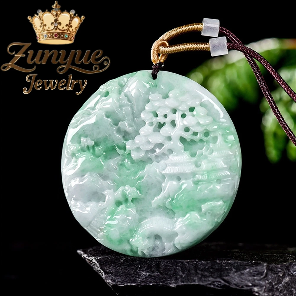 

Подлинный натуральный мьянманский жадеит класса Ice-Grade, великолепный кулон Юньшань, элитное изысканное модное роскошное ювелирное изделие высокого качества, подарок