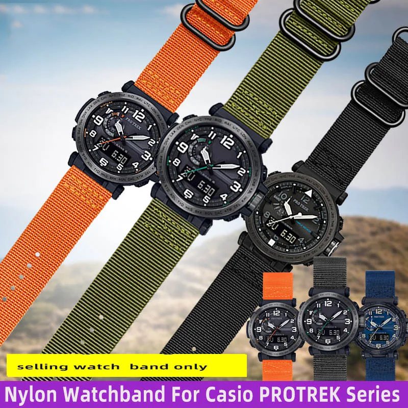 Nylon Watchband For Casio PROTREK Series PRW-6600 PRG-600Y PRG-650 PRG-600 Waterproof Sports 24mm Nylon canvas Strap